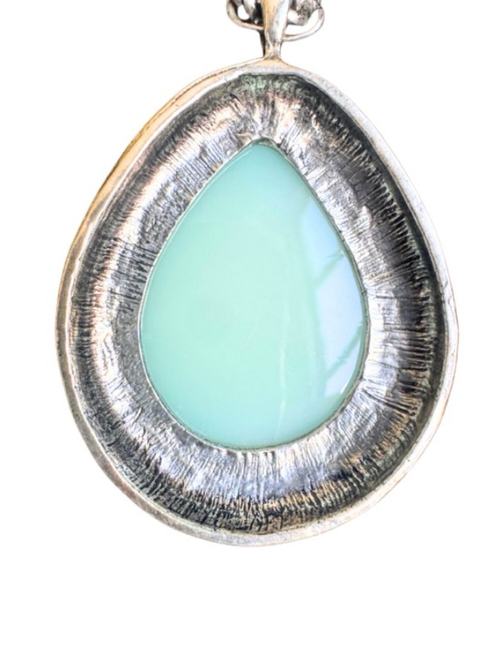 Silver Teardrop Mint Pendant Necklace - Women Jewelry - Picture 3 of 5